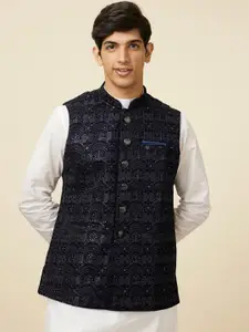 Manyavar Men Embroidered Velvet Nehru Jacket