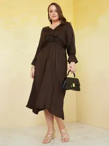 Styli Plus Size Self Design Empire Midi Dress