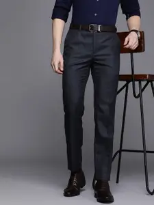 Raymond Men Solid Flat-Front Slim Fit Formal Trousers