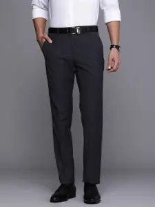 Raymond Men Solid Flat-Front Slim Fit Formal Trousers