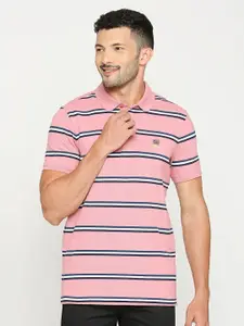 SPYKAR Striped Polo Collar Cotton T-shirt