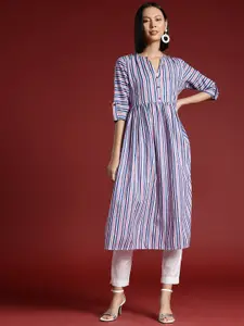 all about you Striped Roll-Up Sleeves Kurta