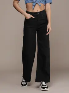 The Roadster Life Co. Women Wide Leg Mid-Rise Stretchable Casual Jeans