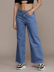 The Roadster Life Co. Women Wide Leg Mid-Rise Stretchable Casual Jeans