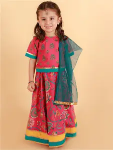BAESD Girls Floral Printed Ready to Wear Lehenga & Blouse With Dupatta