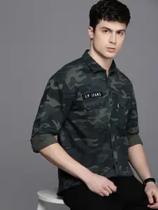Louis Philippe Jeans Men Slim Fit Camouflage Printed Pure Cotton Casual Shirt