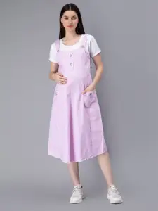 NIGHTSPREE Striped Maternity Feeding Empire Midi Dress