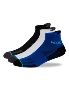 HRX by Hrithik Roshan Men Pack of 3 Blue And White Patterned Ankle Length Sports Socks