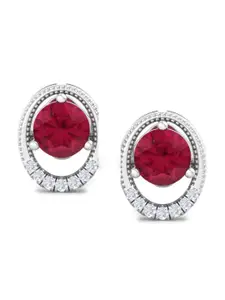 Inddus Jewels 925 Sterling Silver Rhodium-Plated Circular Studs Earrings