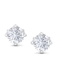 Inddus Jewels 925 Sterling Silver Circular Cubic Zirconia Studs Earrings