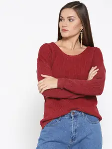 SATVA Women Maroon Solid Sweater