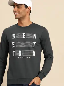 United Colors of Benetton Men Grey Printed Sweatshirt