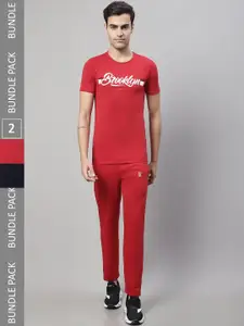 VIMAL JONNEY Pack Of 2 Printed T-Shirts With Capris & Track-Pants