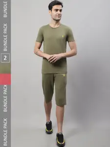 VIMAL JONNEY Pack Of 2 Skin-Friendly T-Shirt & Shorts Sports Tracksuits