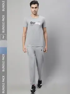 MACK JONNEY Pack Of 2 Printed T-shirt With Track Pants Sports Co-Ords Set