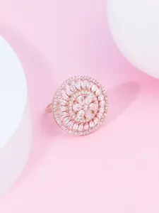 Zaveri Pearls Rose Gold-Plated CZ-Studded Adjustable Finger Ring
