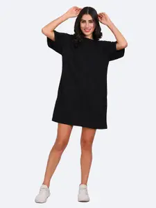 Mad Over Print Round Neck Oversized Cotton T-shirt Dress