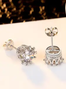 MYKI Silver-Plated Princess Crown Design Crystal Pendant Set