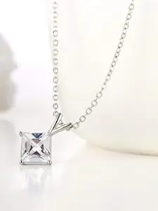 MYKI Silver-Plated Cubic Zirconia Pendant With Earrings
