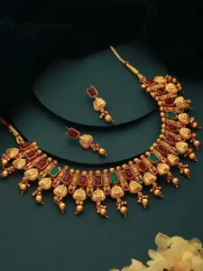 Jazz and Sizzle Gold-Plated Stone-Studded Necklace & Earrings