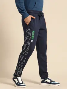 United Colors of Benetton Men Brand Logo Printed Pure Cotton Track Pants