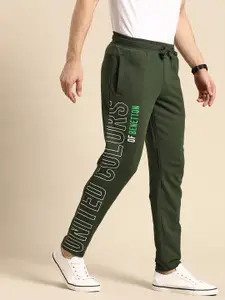 United Colors of Benetton Men Brand Logo Printed Pure Cotton Track Pants