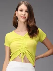 BAESD V-Neck Fitted Ruched Crop Top