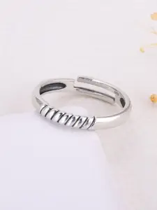 GIVA Rhodium-Plated Rope Designed 925 Sterling Silver Finger Ring