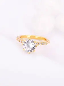 GIVA Gold-Plated & CZ Studded Finger Ring