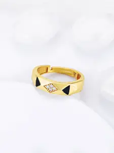 GIVA 925 Sterling Silver Gold-Plated CZ-Studded Adjustable Finger Ring