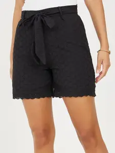 Styli Women Self Design High-Rise Cotton Shorts