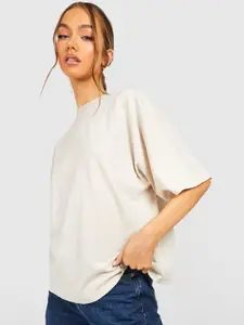 Boohoo Drop-Shoulder Sleeves Boxy Cotton T-shirt