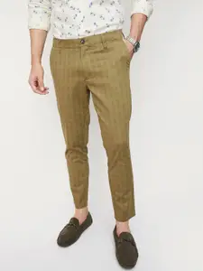 max Men Mid Rise Checked Chinos Trousers