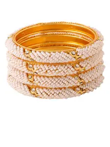 NVR Set Of 4 Gold-Plated & Studded Bangles