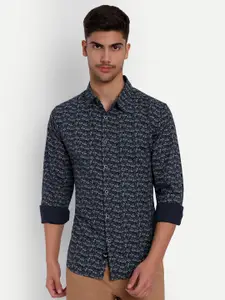 VALEN CLUB  Slim Fit Opaque Printed Pure Cotton Casual Shirt