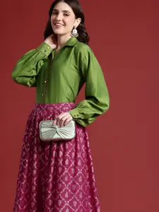 Anouk Ethnic Motifs Printed Regular Top with Skirt