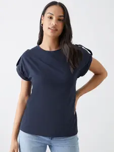 DOROTHY PERKINS Roll-Up Sleeves Pure Cotton T-shirt