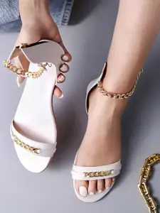 Brauch Embellished Mid-Top Open Toe Flats