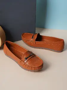 SCENTRA Women Textured Comfort Insole Horsebit Loafers