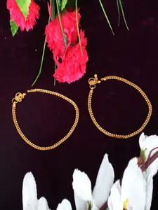 MEENAZ Set Of 2 Gold-Plated Anklets