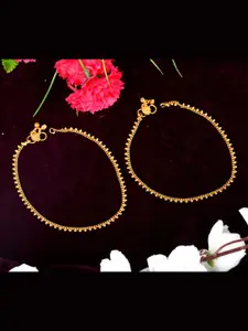 MEENAZ Set Of 2 Gold-Plated Traditional Anklets