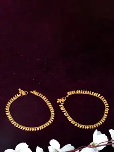 MEENAZ Gold-Plated & Beaded Anklet