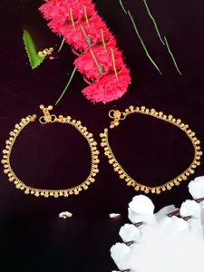 MEENAZ Gold-Plated Beaded Anklets
