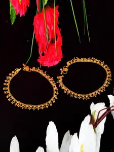 MEENAZ Pack of 2 Pairs Of Gold-PlatedAnklets