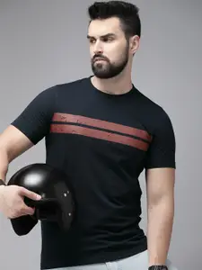 Roadster Men Regular Fit Striped T-shirt