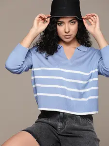 The Roadster Lifestyle Co. Pure Acrylic Striped Relaxed Pullover