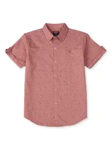 Palm Tree Boys Micro Ditsy Printed Cotton Casual Shirt
