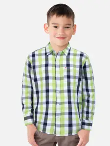 Palm Tree Infant Boys Checked Spread Collar Cotton Casual Shirt