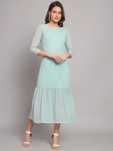 HELLO DESIGN Self Design Georgette A-Line Midi Dress