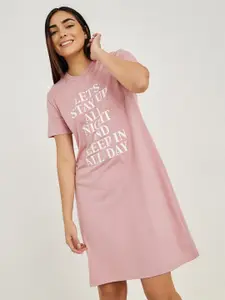 Styli Typography Printed T-Shirt Nightdress